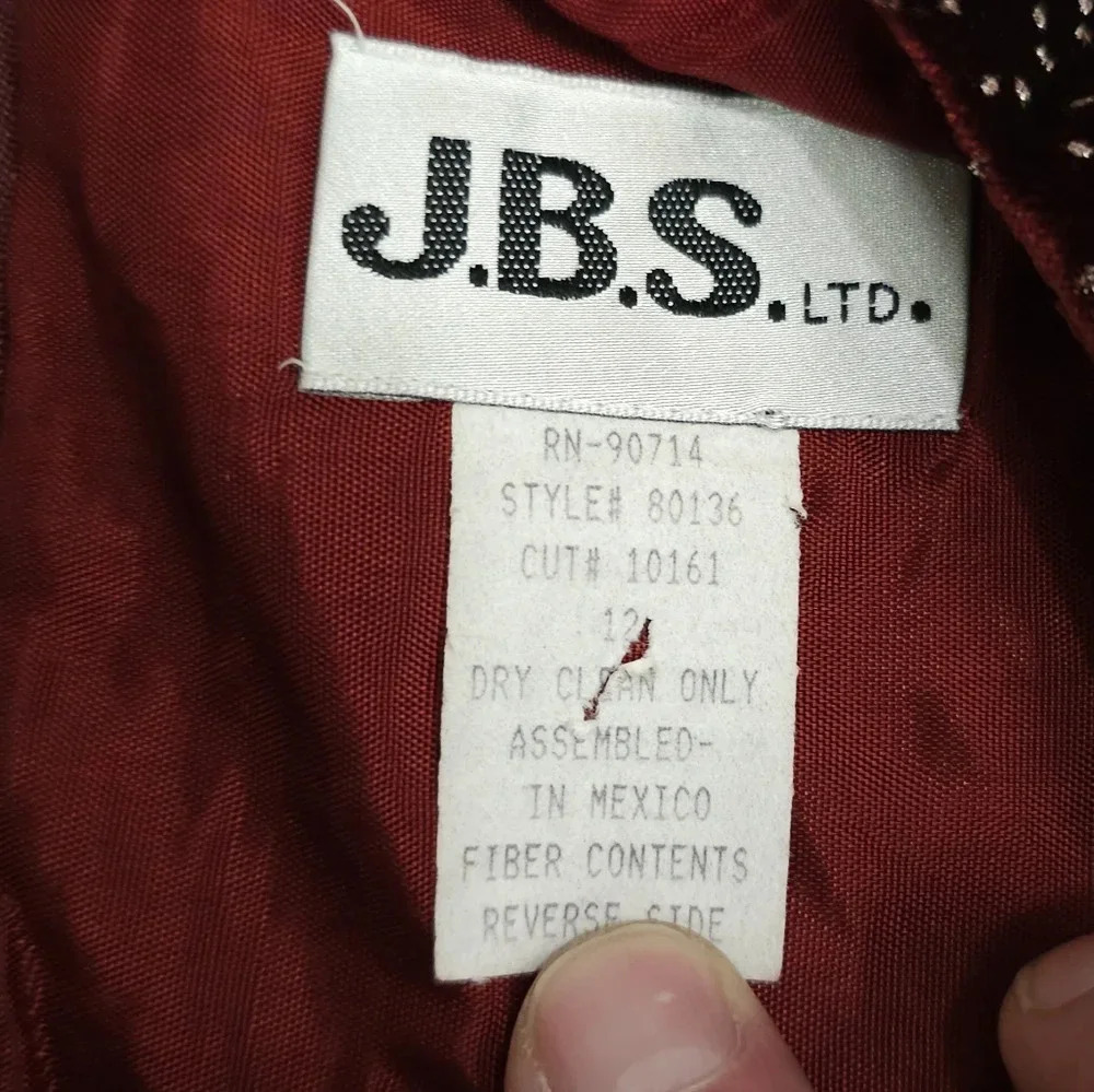 JBS LTD Womens 12 Vintage Maroon Velvet Beaded Archival Evening Jacket Holiday - Picture 4 of 6